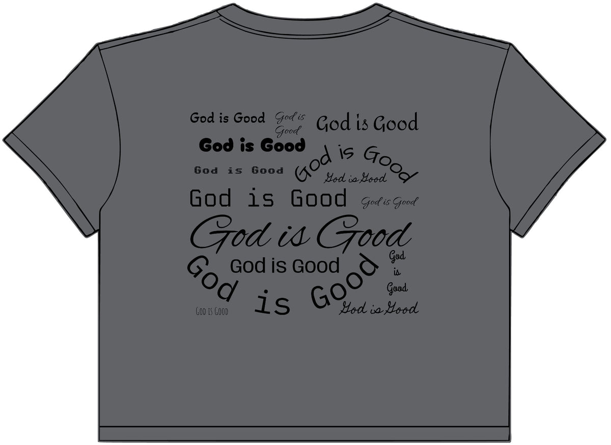 Women’s Crop Tee – Minimalist “God Is Good” Graphic