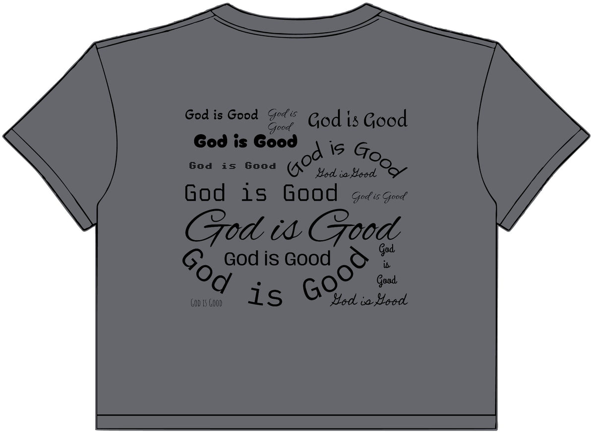 Women’s Crop Tee – Minimalist “God Is Good” Graphic