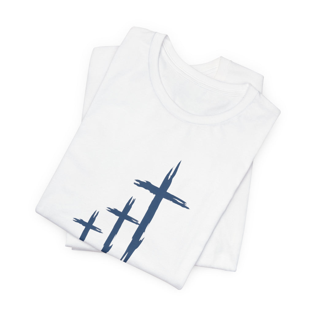 Christian Cross Trio T-Shirt – Minimalist Faith Graphic Tee for Women, Cute Religious Shirt Gift for Her