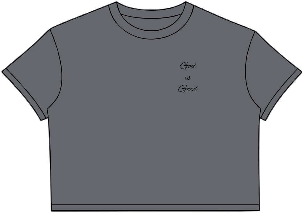 Women’s Crop Tee – Minimalist “God Is Good” Graphic