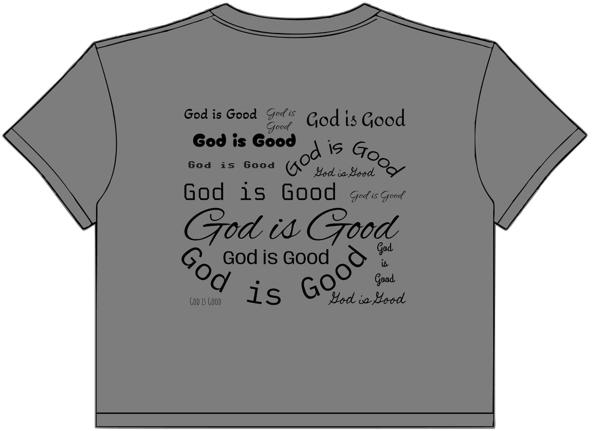 Women’s Crop Tee – Minimalist “God Is Good” Graphic - Legacy of Light Finds