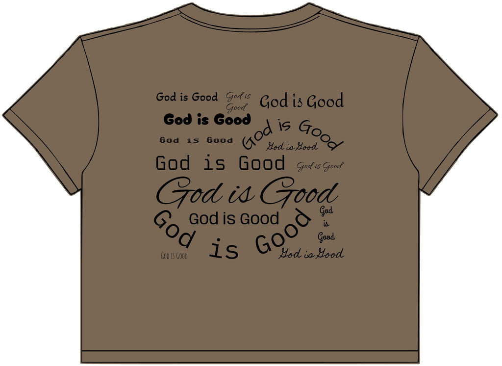 Women’s Crop Tee – Minimalist “God Is Good” Graphic - Legacy of Light Finds